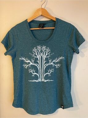 Kindred Coast Heathered Teal Tree of Life Nature Graphic T-Shirt Eco Small